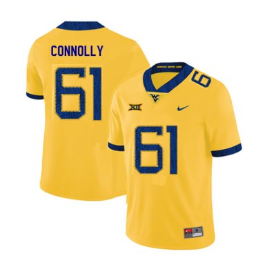 Men's West Virginia Mountaineers NCAA #61 Tyler Connolly Yellow Authentic Nike 2019 Stitched College Football Jersey TY15T02KB